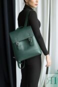 Женский рюкзак из натуральной кожи зеленый B007 emerald grain