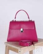 Женская сумка трапеция из натуральной кожи розовая A023 fuchsia A023 fuchsia фото 2
