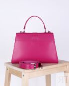 Женская сумка трапеция из натуральной кожи розовая A023 fuchsia A023 fuchsia фото 3
