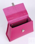 Женская сумка трапеция из натуральной кожи розовая A023 fuchsia A023 fuchsia фото 4