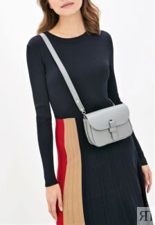 Женская кожаная поясная сумка серая A016 grey mini grain