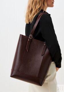 Женская кожаная сумка-шоппер бордовая A014 burgundy grain ZIPPER