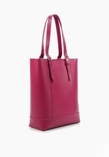 Женская кожаная сумка-шоппер розовая A014 fuchsia grain ZIPPER