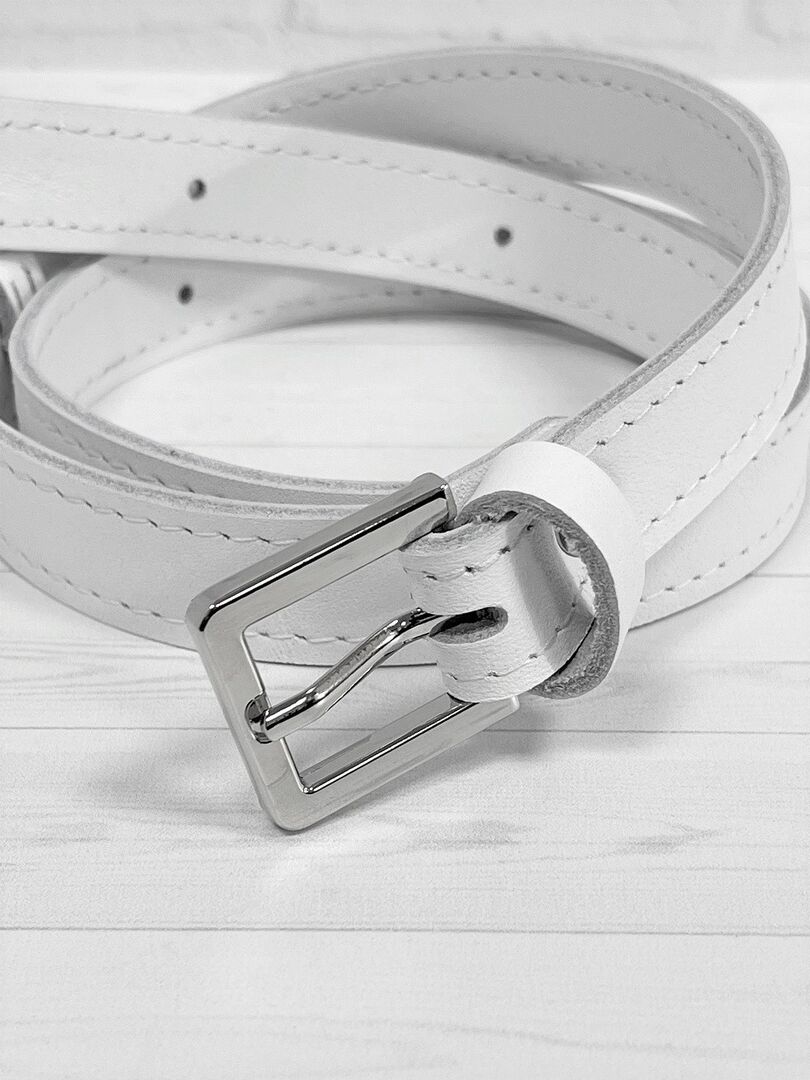 Поясной кожаный ремень белый T004 white T004 white фото 1