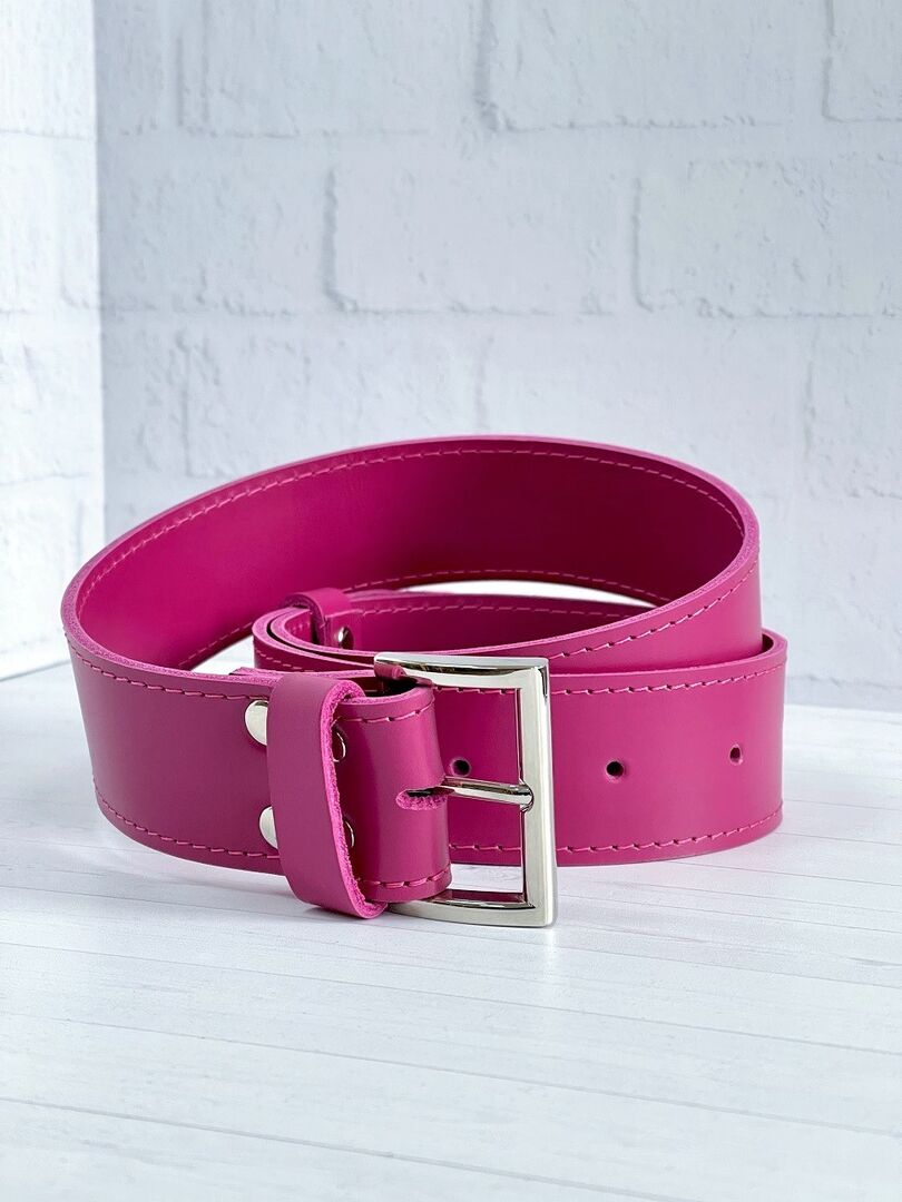 Кожаный ремень на пояс розовый T003 fuchsia T003 fuchsia фото 1