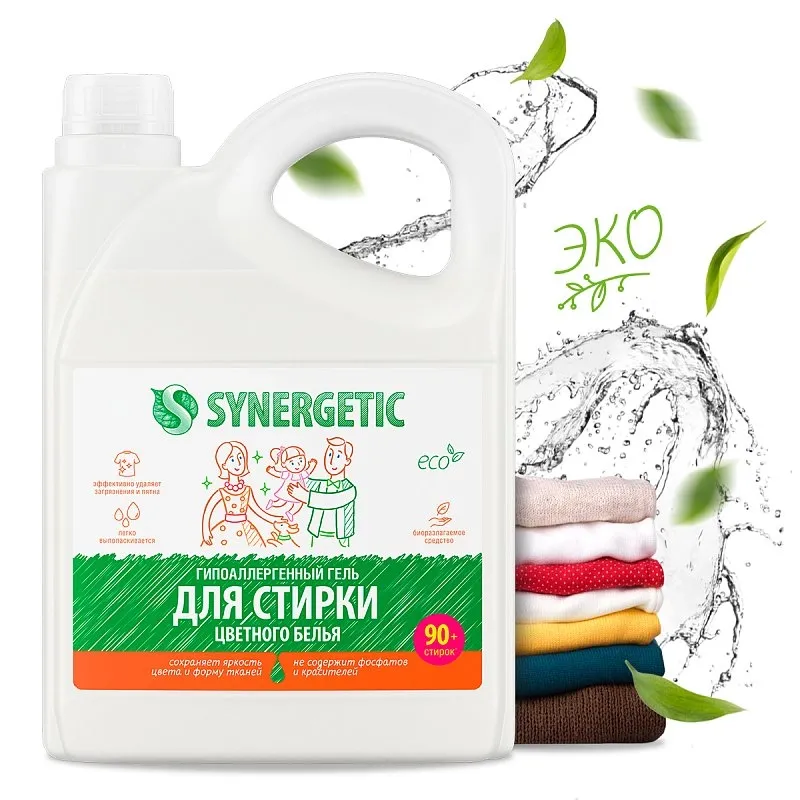 Гель для стирки цветного белья SYNERGETIC, 2,75л фото 1